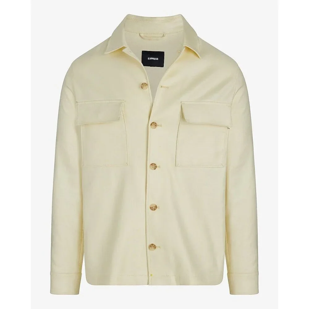 EXPRESS EXTRA SLIM YELLOW LINEN-BLEND SHIRT JACKET MEDIUM RETAIL $149 NEW - Picture 4 of 7